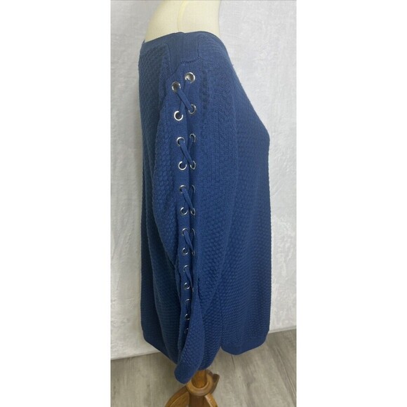 Westport Women's Pullover Sweater "X" Sleeve Detail Blue Size 1X - Picture 2 of 8